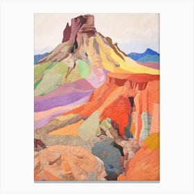 Mount Teide Spain 3 Colourful Mountain Illustration Canvas Print