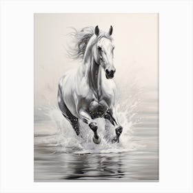 A Horse Oil Painting In Grace Bay Beach, Turks And Caicos Islands, Portrait 1 Canvas Print