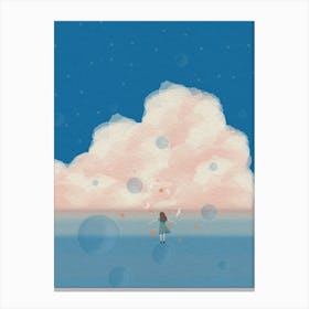 Minimal art Imagine the view over the blue ocean Canvas Print