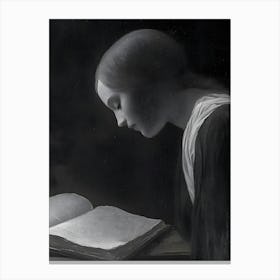 Dark Gothic Woman Reading A Book 1 Canvas Print