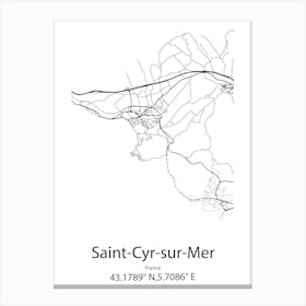 Saint Cyr Sur Mer,France Minimalist Map Canvas Print