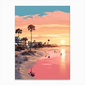 An Illustration In Pink Tones Of  Gulfport Beach Mississippi 2 Canvas Print