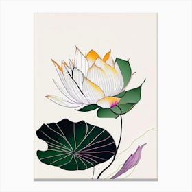 Lotus Flower In Garden Abstract Line Drawing 3 Canvas Print