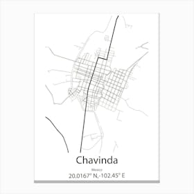 Chavinda,Mexico Minimalist Map Canvas Print