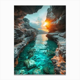 Sunset In A Cave Canvas Print