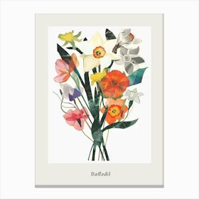 Daffodil 4 Collage Flower Bouquet Poster Canvas Print