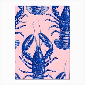 Lobsters On A Pink Background Canvas Print