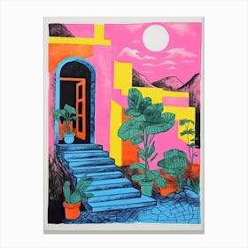 A House In Capri, Abstract Risograph Style 2 Canvas Print