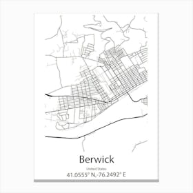 Berwick,United States Minimalist Map 1 Canvas Print