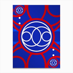 Geometric Abstract Glyph in White on Red and Blue Array n.0029 Canvas Print