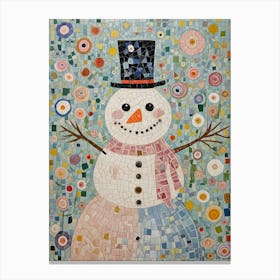 Jubilant Mosaic Snowman Canvas Print