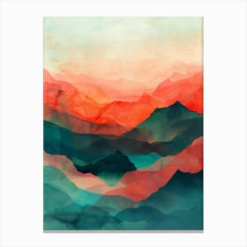 Abstract Watercolor Of Mountains Canvas Print