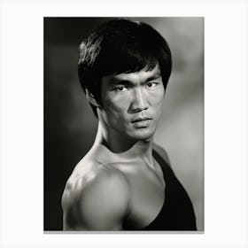 Black And White Photograph Of Bruce Lee Canvas Print