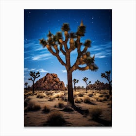  Photograph Of A Joshua Trees At Night  In A Sandy Desert 2 Canvas Print