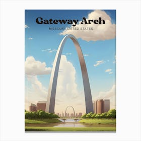 Gateway Arch Missouri Monument Travel Art Illustration Canvas Print