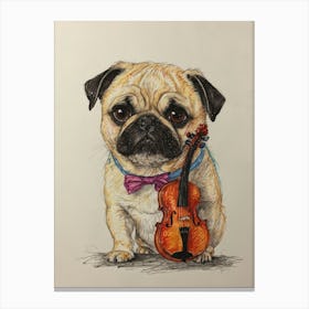 Pug With Violin 4 Canvas Print