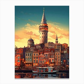 Galata Tower Pixel Art 6 Canvas Print