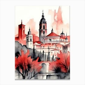 Watercolor Of A City In Spain Canvas Print