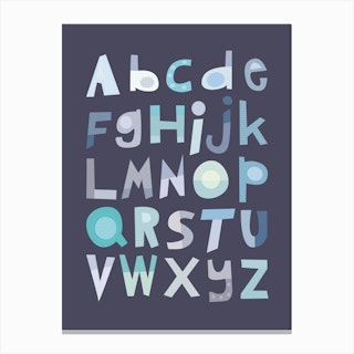 Blue Dark Alphabet Canvas Print