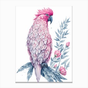 Pink Cockatoo Painting (6) Canvas Print