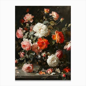 Baroque Floral Still Life Rose 2 Canvas Print