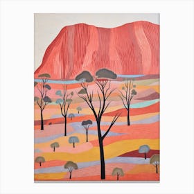 Uluru Australia 1 Colourful Mountain Illustration Canvas Print