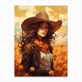 Wanderlust Cowgirl Illustration 1 Canvas Print