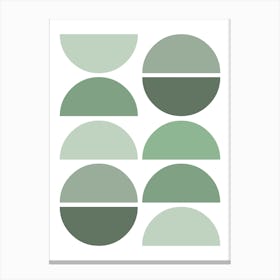 Sage Green Mid Century Semi Circles Canvas Print