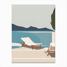 Lounge Chairs By The Sea Canvas Print