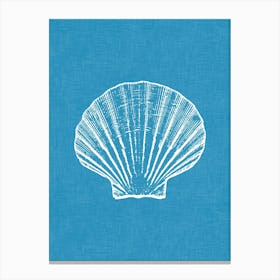 Vintage Sea Shell Silhouette In Ocean Blue Canvas Print