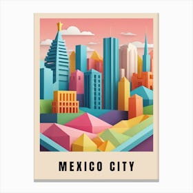 Mexico City Travel Poster Low Poly (1) Canvas Print