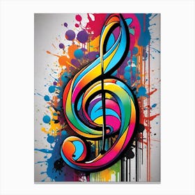 Colorful Music Clef Canvas Print