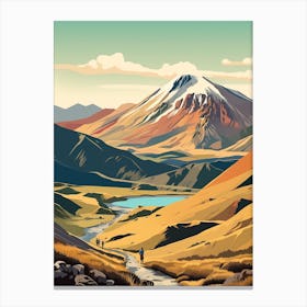 Tongariro Alpine Crossing New Zealand 1 Vintage Travel Illustration Canvas Print