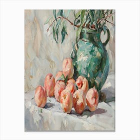 Peaches In A Vase Canvas Print