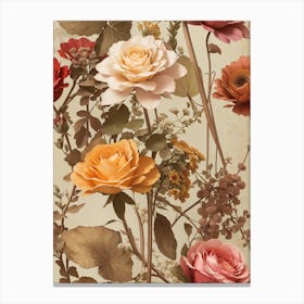 Wallpaper of Roses Floral Fusion Canvas Print