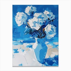 Flowers In A Blue Vase Canvas Print