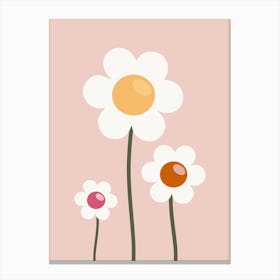 Vintage Daisies Retro Flowers Peach Canvas Print