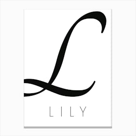 Lily Typography Name Initial Word Canvas Print