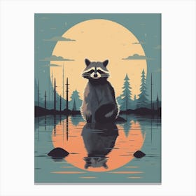 Raccoon Illustration River  Canvas Print