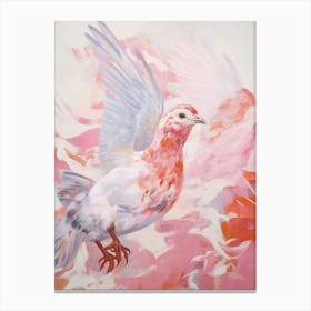 Pink Ethereal Bird Painting Partridge Canvas Print
