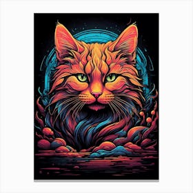 Cat Psychedelic Canvas Print