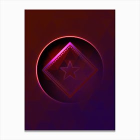 Geometric Neon Glyph Abstract on Jewel Tone Triangle Pattern 163 Canvas Print