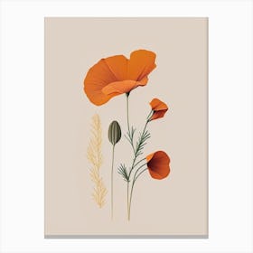 California Poppy Spices And Herbs Retro Minimal 1 Canvas Print