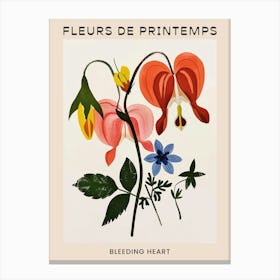 Spring Floral French Poster  Bleeding Heart 3 Canvas Print