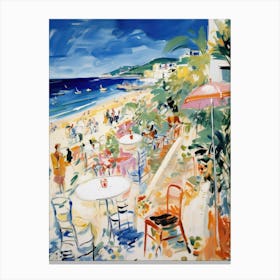 San Vito Lo Capo, Sicily   Italy Beach Club Lido Watercolour 1 Canvas Print