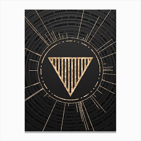 Geometric Glyph Symbol in Gold with Radial Array Lines on Dark Gray n.0176 Canvas Print