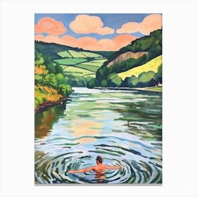 Wild Swimming At River Dart Devon Canvas Print