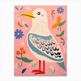 Pink Scandi Seagull 3 Canvas Print