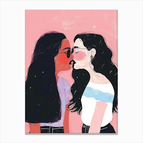 Two Girls Kissing Canvas Print