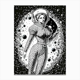 Retro Spacewoman Art - Cosmic Astronaut Design Canvas Print